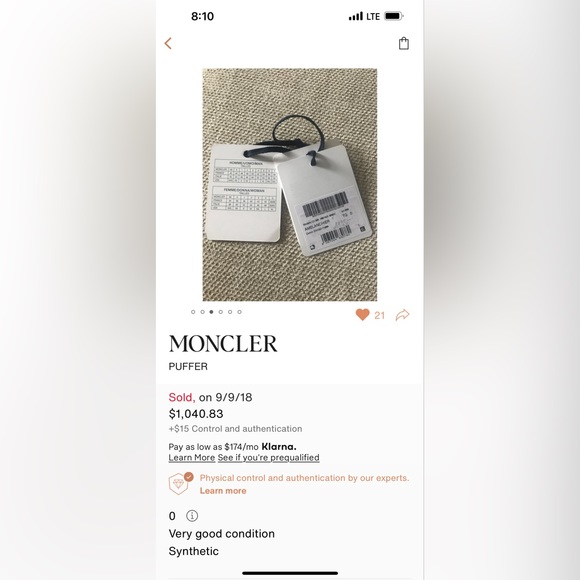 Moncler Amelanchier Down Coat Black Size 0 - Picture 5 of 5